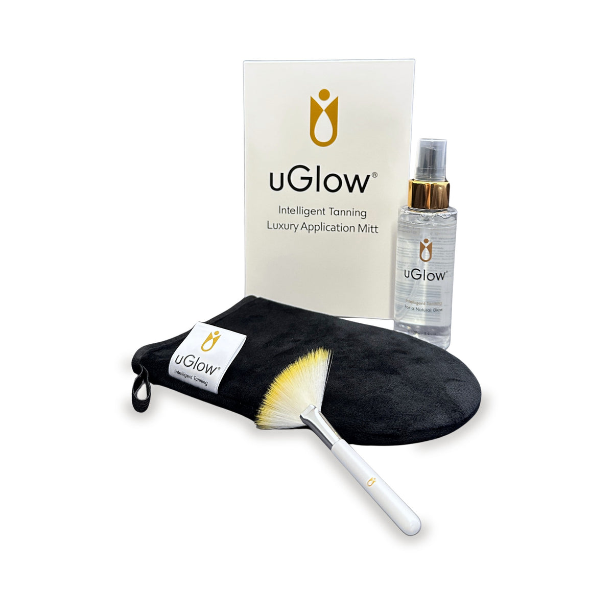 uGlow Tanning Set: 100ml Tanning Water, Luxury Application Mitt and brush