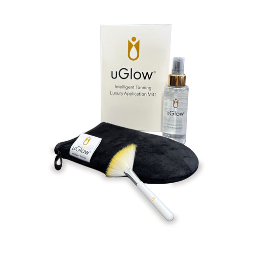 uGlow Tanning Set: 100ml Tanning Water, Luxury Application Mitt and brush