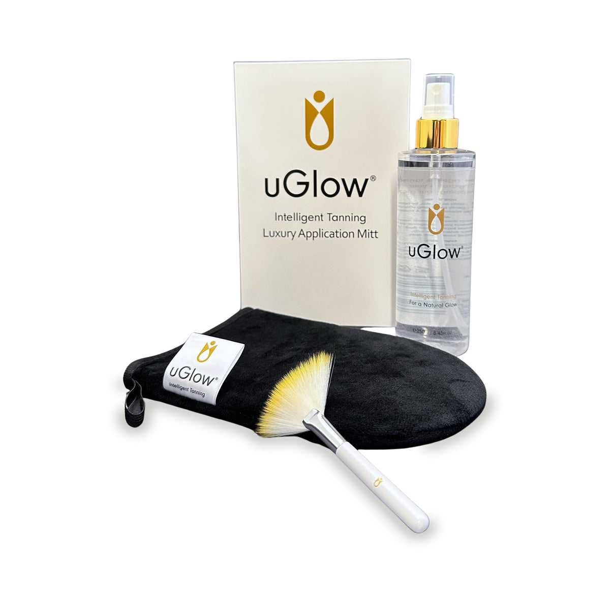 uGlow Tanning Set: 250ml Tanning Water, Luxury Application Mitt and brush