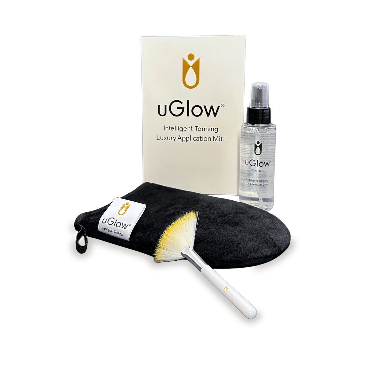 uGlow Tanning Gift Set for Men: Tanning Water for Men, Luxury Application Mitt and brush